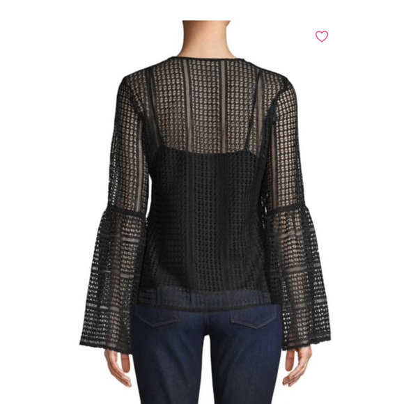 Derek Lam Crosby Lace Bell-Sleeve Black Blouse~4‎ - Picture 2 of 5